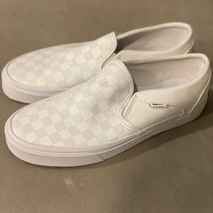 NEW White Checkered Vans, Size 9 Women